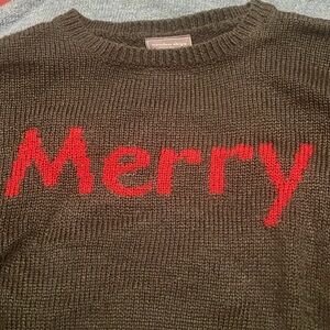 Wooden Ships Merry Christmas Sweater - green and red - Size Small/Medium